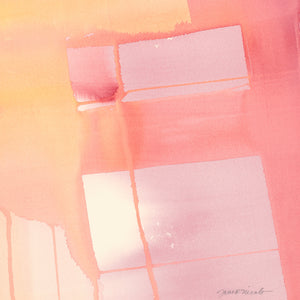 Intersections, Warm, fine art print of original watercolor painting, yellows, coral, pink