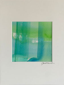 Bermuda original watercolor painting in blue and green by Jane Nicolo