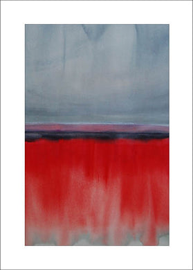 Horizons in Grey, Red, Pink + Silver, #1, Blank Notecard