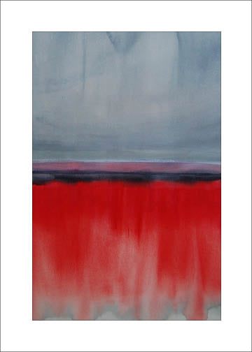 Horizons in Grey, Red, Pink + Silver, #1, Blank Notecard