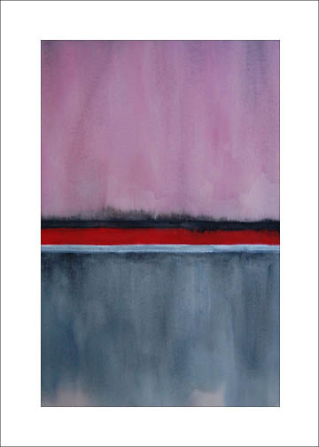 Horizons in Grey, Red, Pink + Silver, #3, Blank Notecard