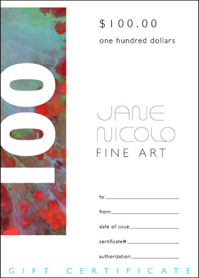 Jane Nicolo Fine Art Gift Certificates, gift, art, custom, $100 gift certificate