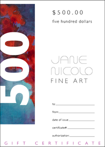 Jane Nicolo Fine Art Gift Certificates, gift, art, custom, $500 gift certificate