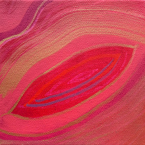 She Series, #1, acrylic in red, pink, purple and metallic gold