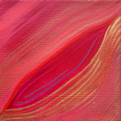 She Series, #4, acrylic in red, pink, purple and metallic gold