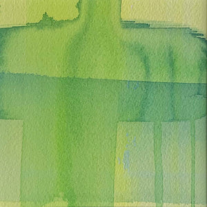 Silhouettes 1 original watercolor painting in blue and green by Jane Nicolo