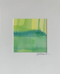 Silhouettes 2 original watercolor painting in blue and green by Jane Nicolo