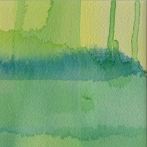 Silhouettes 2 original watercolor painting in blue and green by Jane Nicolo
