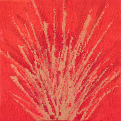 Sparks 1 original acrylic painting on canvas in orange, red and metallic gold by Jane Nicolo