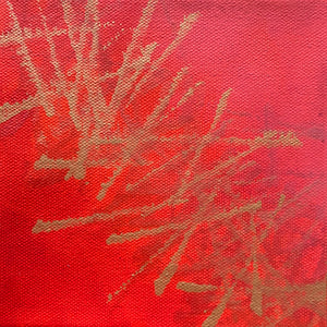 Sparks 3 original acrylic painting on canvas in orange, red and metallic gold by Jane Nicolo