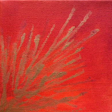 Sparks 5 original acrylic painting on canvas in orange, red and metallic gold by Jane Nicolo