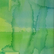 Load image into Gallery viewer, Transparency original watercolor painting in blue and green by Jane Nicolo