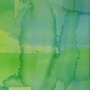 Transparency original watercolor painting in blue and green by Jane Nicolo