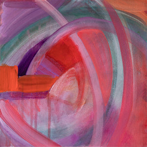 Whirl #3 original acrylic painting by Jane Nicolo, pink, purple, teal, orange, lavendar